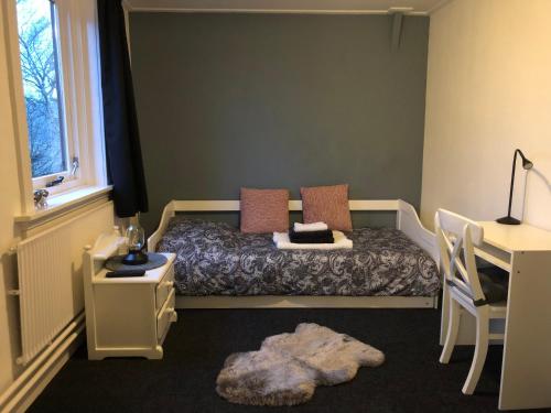 恩斯赫德De Lariks的一间卧室配有一张带书桌的床和窗户。
