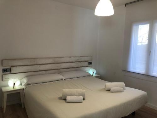 巴鲁尔拉Les casetes Vall de Boi的白色卧室配有一张带两个枕头的大床
