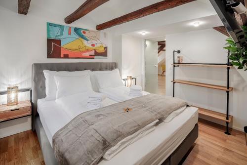 圣加仑EH Apartments Jupiter的卧室配有一张白色大床