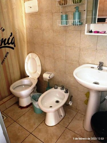 内乌肯Monoambiente para 2 personas en Neuquen的一间带卫生间和水槽的浴室