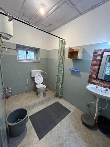 科代卡纳尔De Huts Kodaikanal的一间带卫生间和水槽的浴室