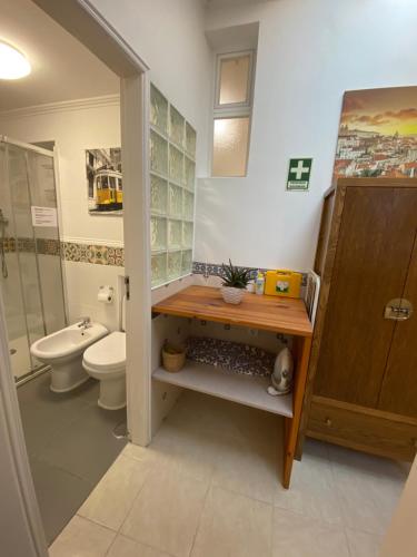 里斯本Flat Graça 48的一间带卫生间和水槽的浴室