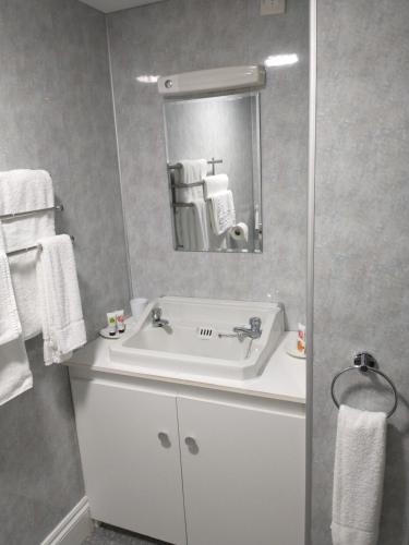LlanarthLlanina Arms的浴室设有白色水槽和镜子