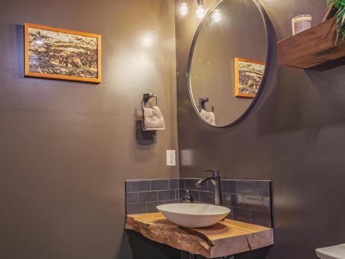 尤克卢利特Winter's Hideaway Suite的一间带水槽和镜子的浴室