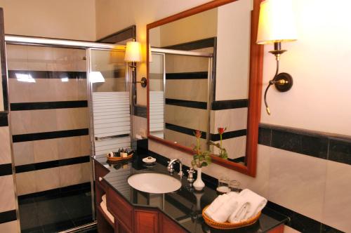 万象瑟塔宫酒店的一间带水槽和镜子的浴室
