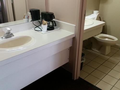 哥伦布德国村汽车旅馆的一间带水槽和卫生间的浴室