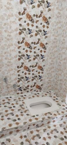 贾巴尔普尔unTrained & unPlanned的浴室设有卫生间,墙壁上覆盖着动物