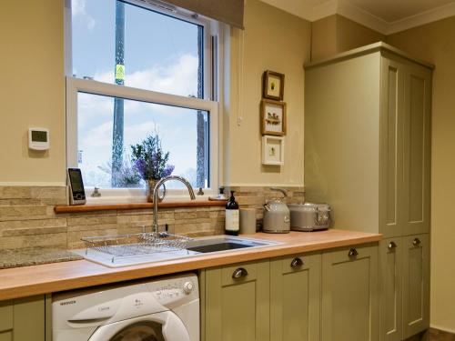 阿利士Cotlea East Cottage的厨房配有水槽和洗衣机