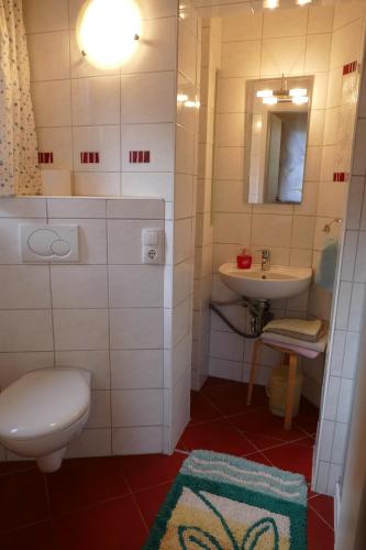 波滕施泰因霍夫蒂姆自然之源农家乐的一间带卫生间和水槽的浴室