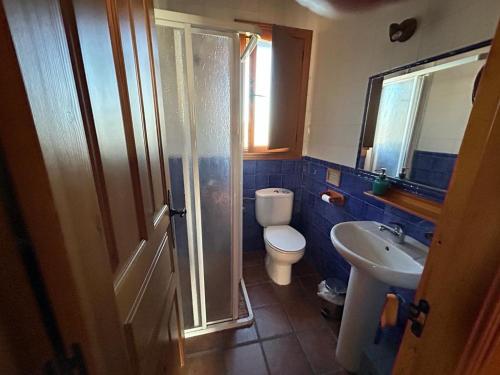阿维拉Casa Rural Amarilla的一间带卫生间和水槽的浴室