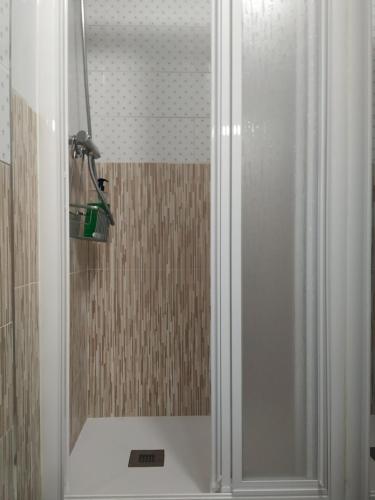 莱昂HOSTEL RUA 35的浴室里设有玻璃门淋浴