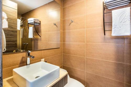 波哥大HOTEL AMERICAN VISA CORPORATE的一间带水槽和卫生间的浴室