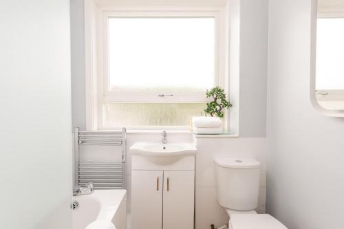爱丁堡The Canongate Apartment的白色的浴室设有卫生间和水槽。