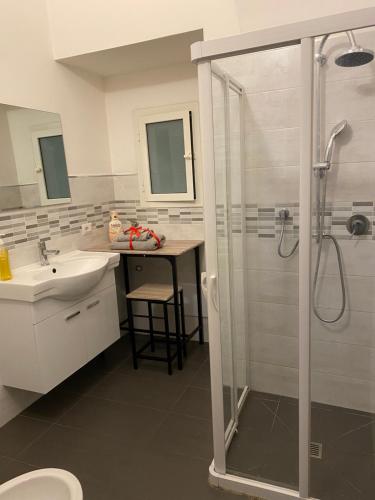 Palo del ColleGuest house Novecento的带淋浴和盥洗盆的浴室