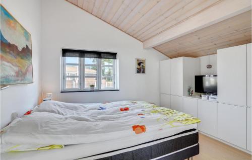 布罗艾厄Amazing Home In Broager With House Sea View的一间卧室配有一张床和一台平面电视