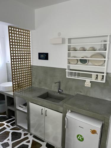 帕罗奇亚安吉一室公寓的厨房配有水槽和台面