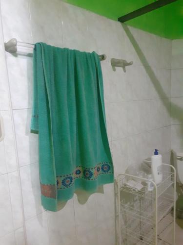马那瓜Casa 114的浴室里挂着一条绿毛巾