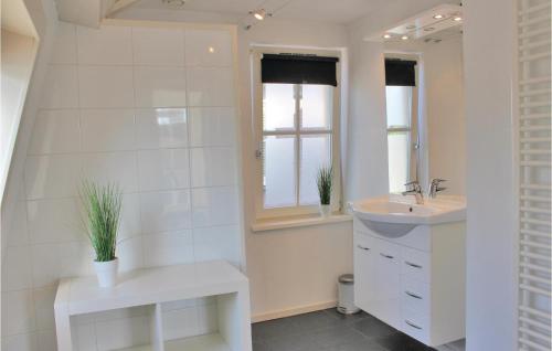 布勒克伦Pet Friendly Home In Breukelen With House Sea View的白色的浴室设有水槽和镜子