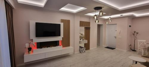 普雷代亚尔Alexys Top Residence Predeal的一间带电视和壁炉的客厅