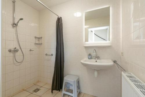 朱丽安娜多普Villa Duynopgangh 16 Julianadorp aan Zee的带淋浴和盥洗盆的浴室