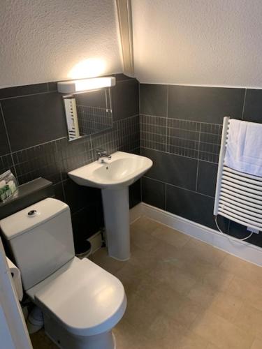尚克林Gracellie Hotel的浴室配有白色卫生间和盥洗盆。