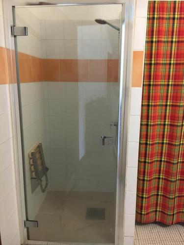 法兰西堡LOFT ET VERDURE的浴室里设有玻璃门淋浴