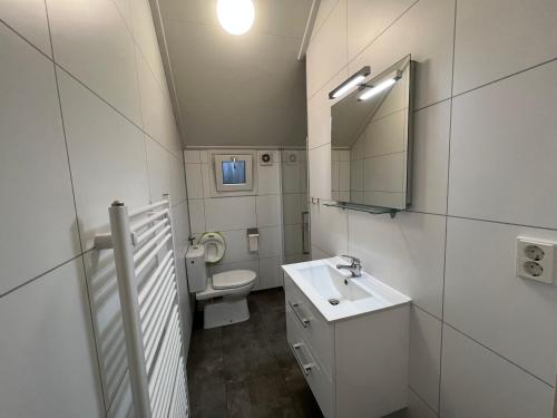 阿纳姆Holiday Home Maridu Forest的一间带卫生间、水槽和镜子的浴室