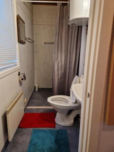 UndenäsUtsikt mot viken的一间带卫生间和水槽的小浴室