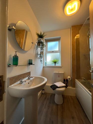 DunstonTown House B的一间带水槽和卫生间的浴室以及窗户。