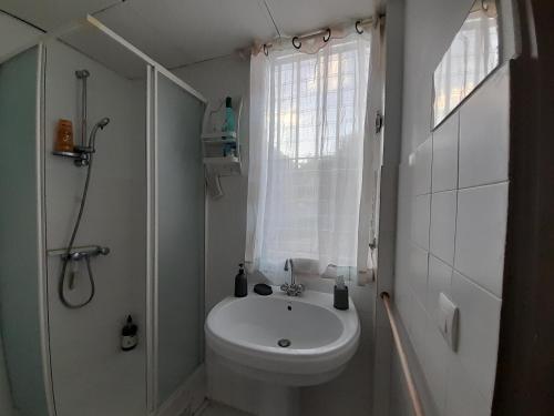 法兰西堡BaySide的浴室配有卫生间、盥洗盆和淋浴。