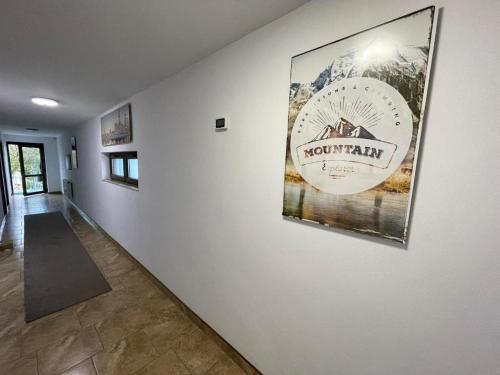 比斯特里察Pensiune CasaMircea的墙上有大照片的走廊