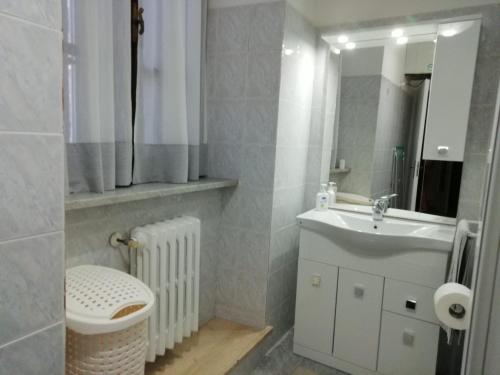 奥维多Casa Marina的一间带水槽、卫生间和镜子的浴室