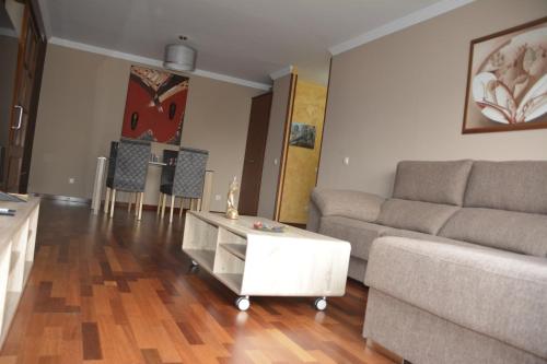 大加那利岛拉斯帕尔马斯Apartamento complejo residencial的带沙发和咖啡桌的客厅