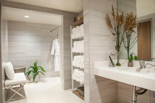 圣地亚哥Legacy Resort Hotel & Spa的一间带水槽和镜子的浴室