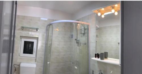 Breaza de Susstudio in vila- natural 22 C !的浴室设有玻璃淋浴间和卫生间