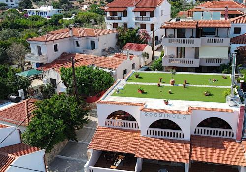 斯特尼瓦拉阿奥索斯Sossinola的城市空中景观,屋顶上设有绿色草坪