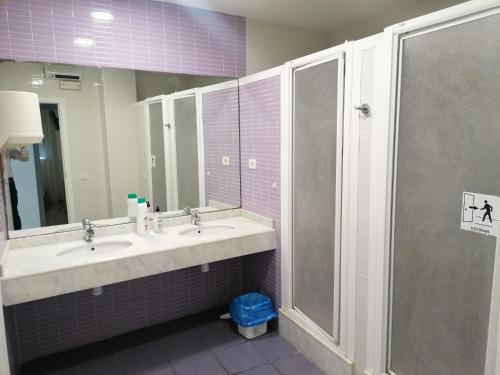 比亚雷亚尔Hello Villarreal Pension的一间带两个盥洗盆和淋浴的浴室