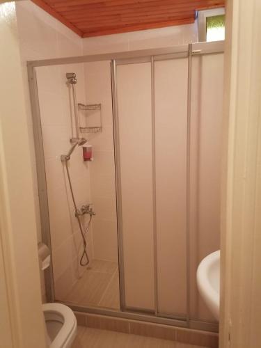 伊斯坦布尔Private Room in Istanbul #56的带淋浴和卫生间的浴室