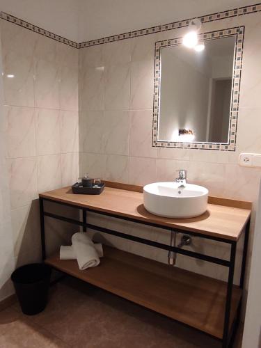 索列尔纳达尔旅馆的一间带水槽和镜子的浴室