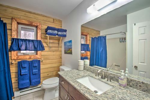 WintergreenWintergreen Home with Deck - Near Skiing and Hiking!的一间带水槽、卫生间和镜子的浴室