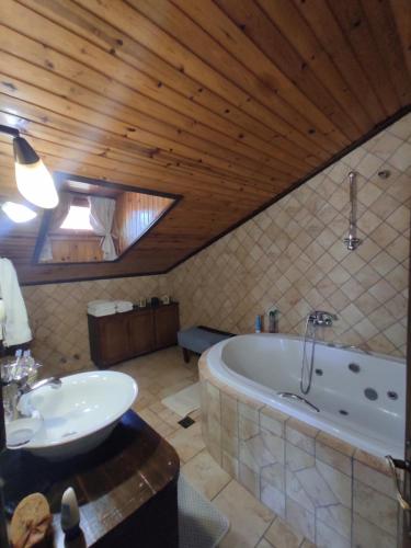 埃拉蒂特里卡隆塞诺娜斯布里兹酒店的带浴缸和盥洗盆的大浴室
