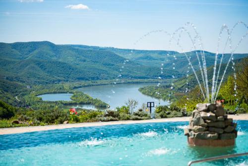 维谢格拉德西尔瓦努斯酒店的享有湖景的游泳池