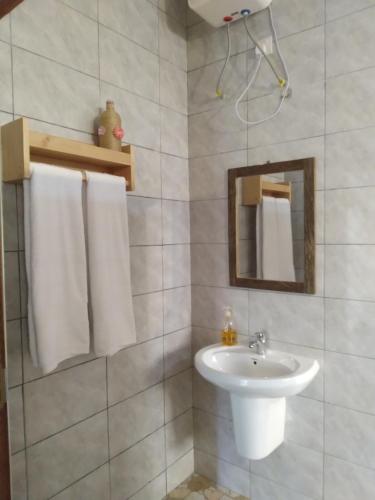 莫希Materuni Homes的白色的浴室设有水槽和镜子