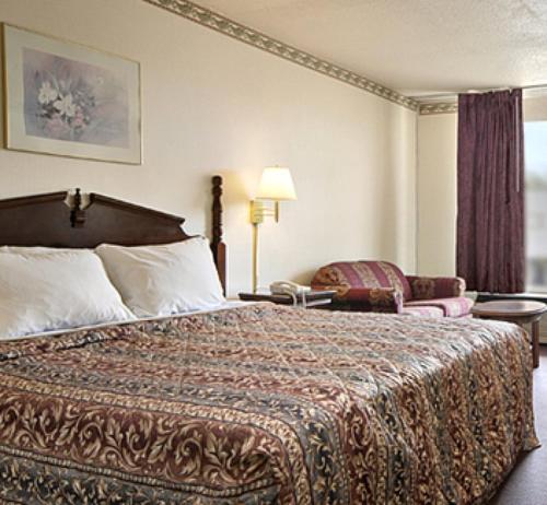 阿尔科Royal Extended Stay的酒店客房带一张大床和一把椅子