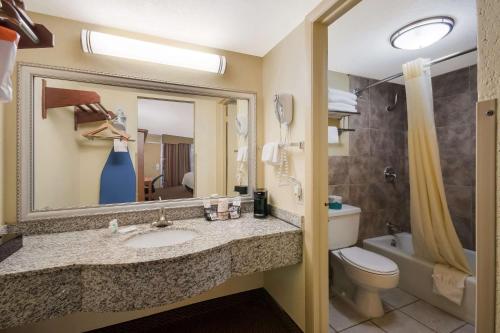奇克谢Quality Inn的一间带水槽、卫生间和镜子的浴室