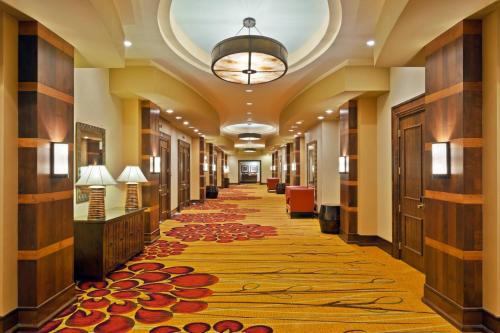 隆娜特里帕克梅多斯南丹佛万豪酒店的地毯铺的酒店走廊