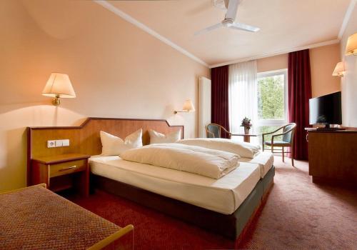 巴特克罗伊茨纳赫维多利亚酒店的酒店客房设有一张大床和一台电视。