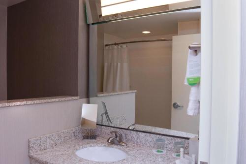 珀尔杰克逊机场/明珠万怡酒店的一间带水槽和大镜子的浴室