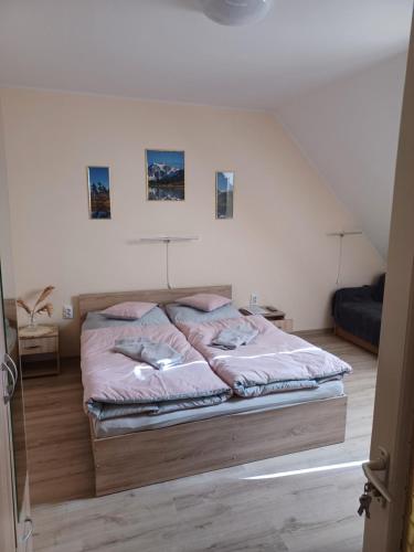 博加奇Fülöpsziget vendégház的一间卧室配有一张带两个枕头的床