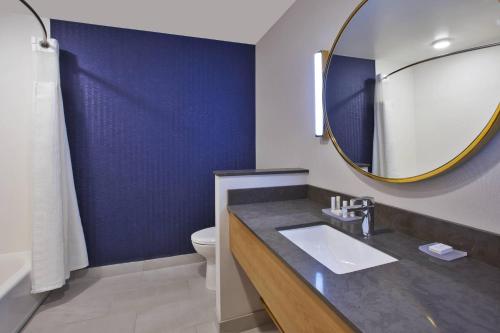 大布兰克Fairfield Inn & Suites by Marriott Flint Grand Blanc的一间带水槽和镜子的浴室